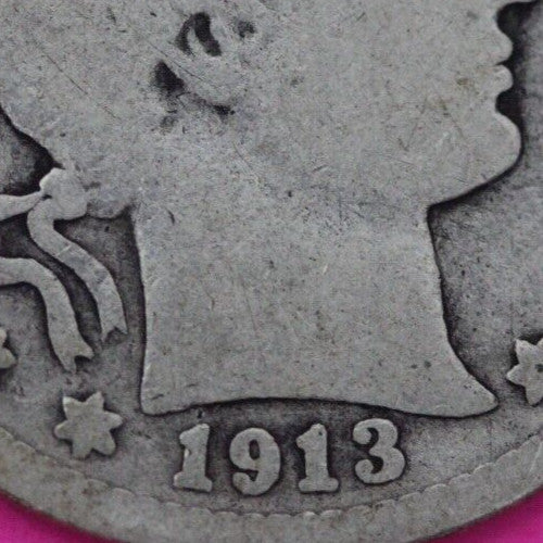1913 P Barber Liberty Silver Quarter Scarce Semi Key Date Philadelphia Mint 29
