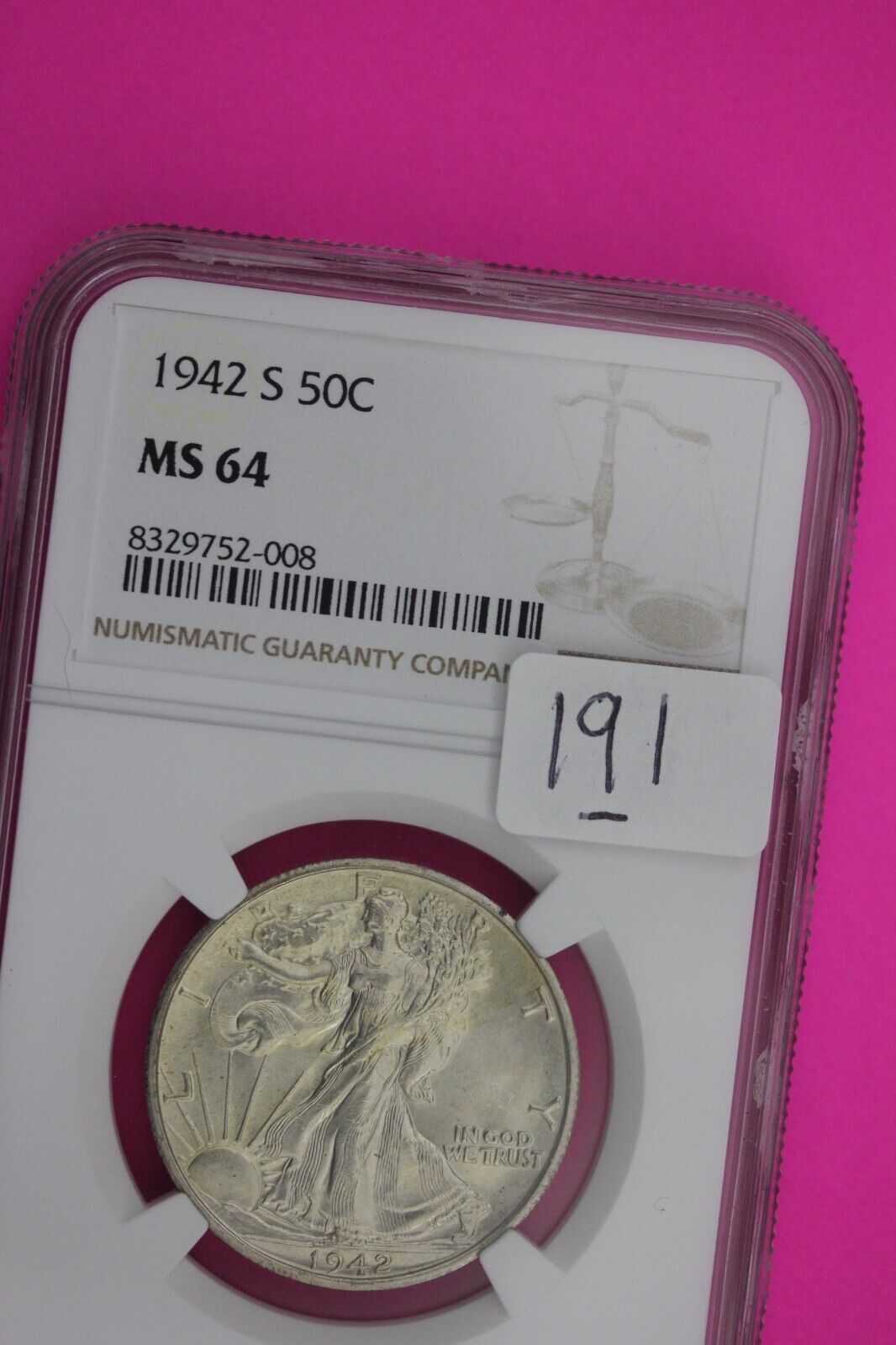 1942 S MS 64 Walking Liberty Half Dollar NGC Graded Certified Authentic 191