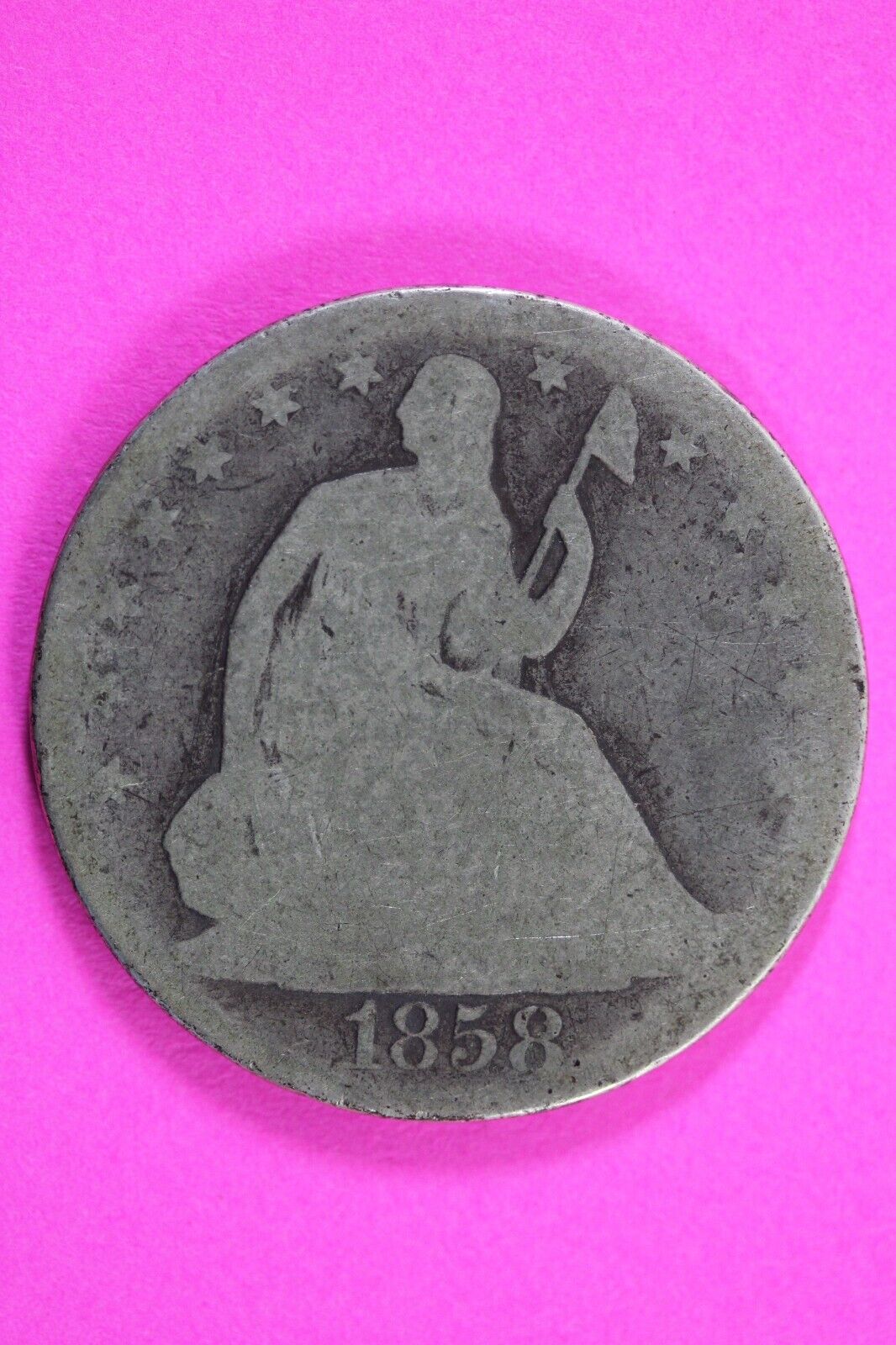 1858 O Seated Liberty Half Dollar Silver Semi Key Date Exact Coin In Pics 08