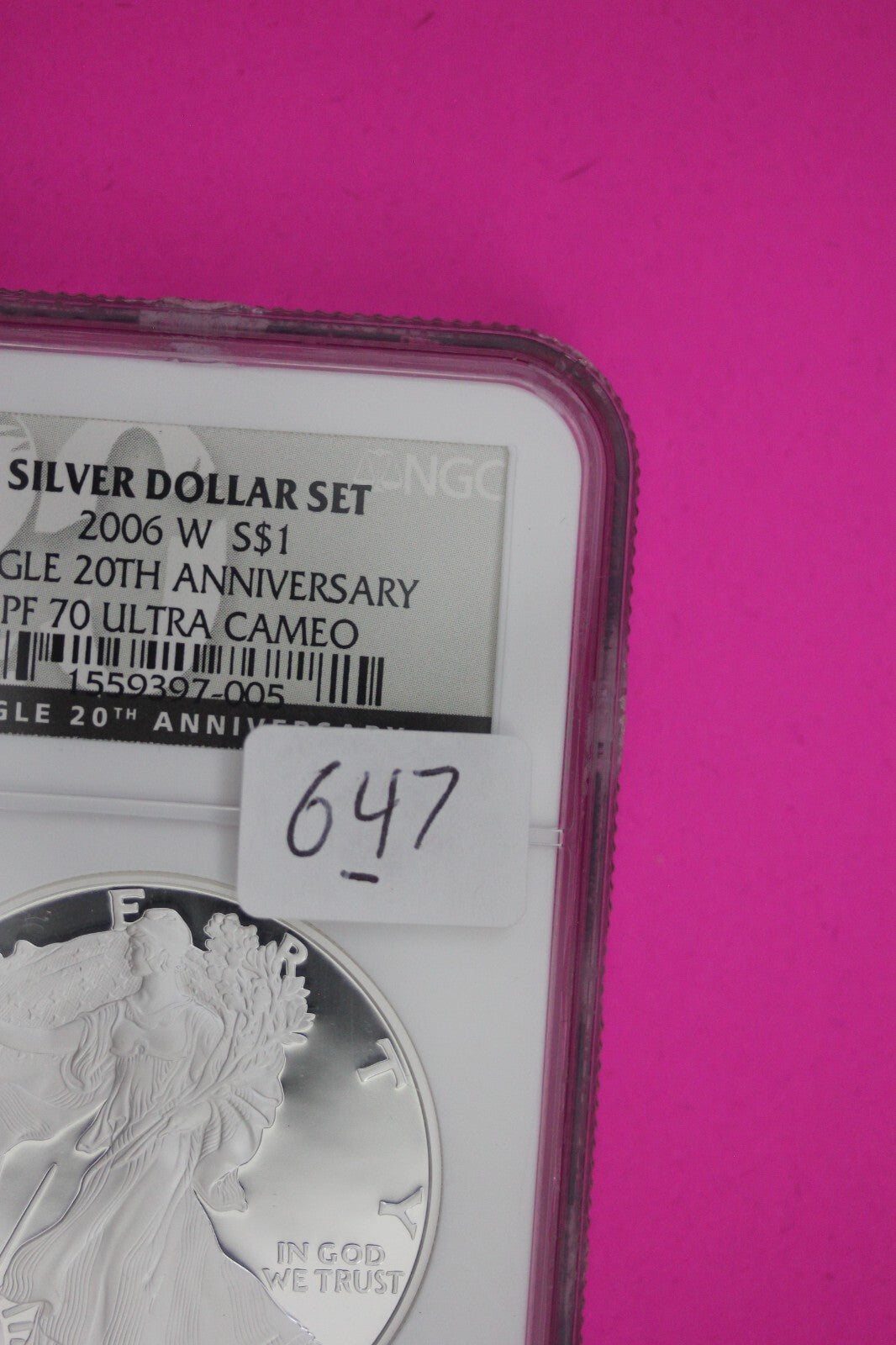 2006 W PF 70 Silver Eagle Coin From Silver Dollar Set NGC Certified Graded 647