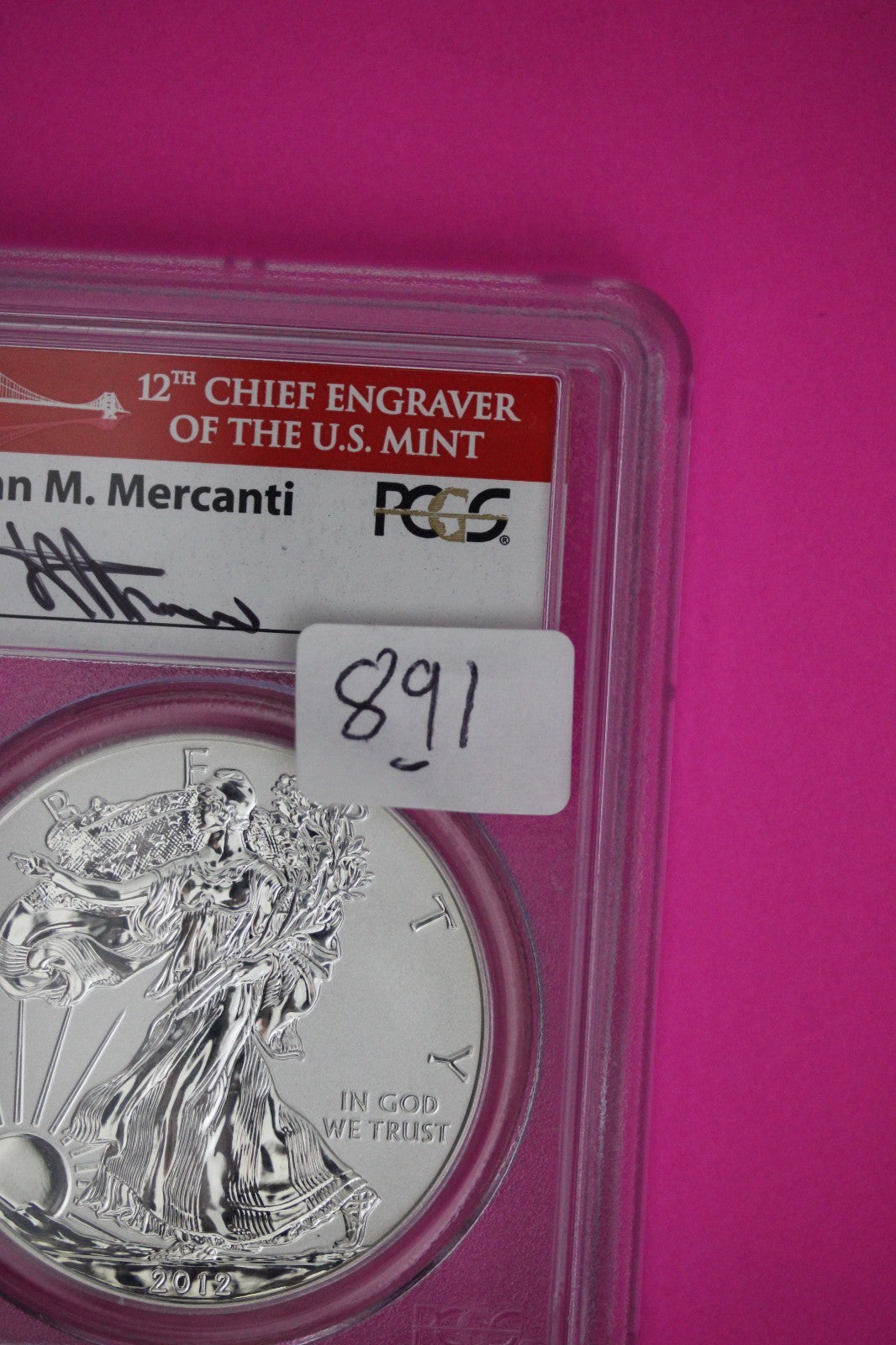 John Mercanti Signature 2012 S PR 69 Reverse Proof Silver Eagle Coin PCGS 891