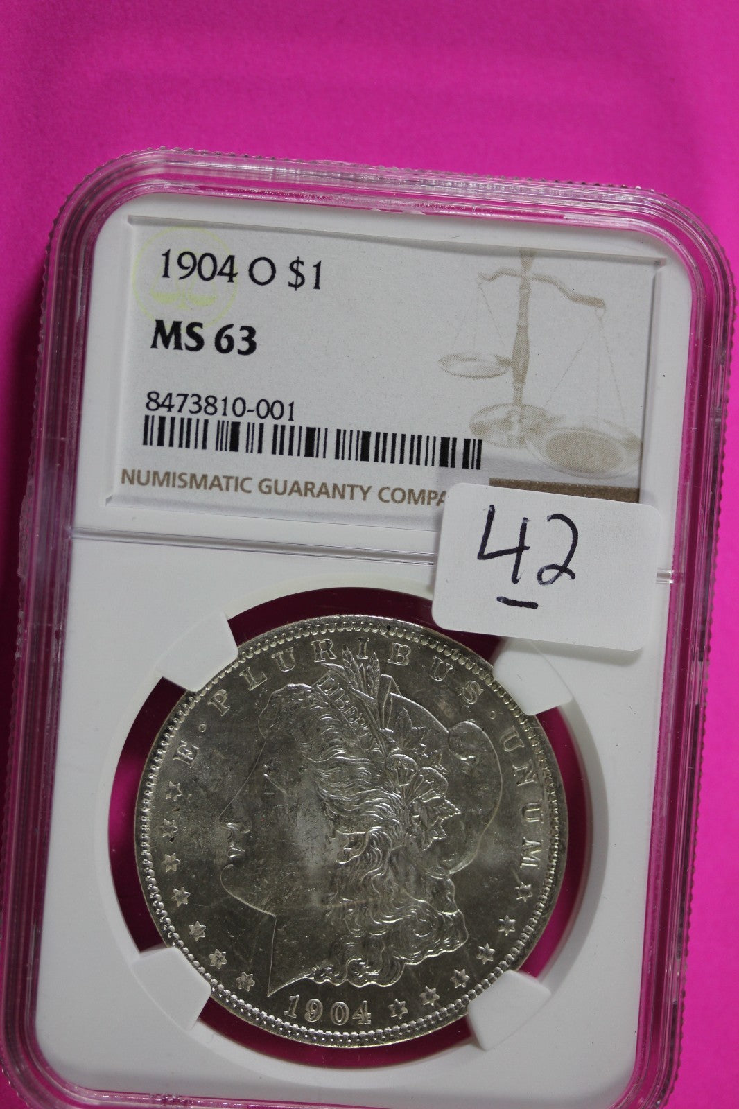 1904 O MS 63 Liberty Morgan Silver Dollar NGC Graded Authentic Certified Slab 42