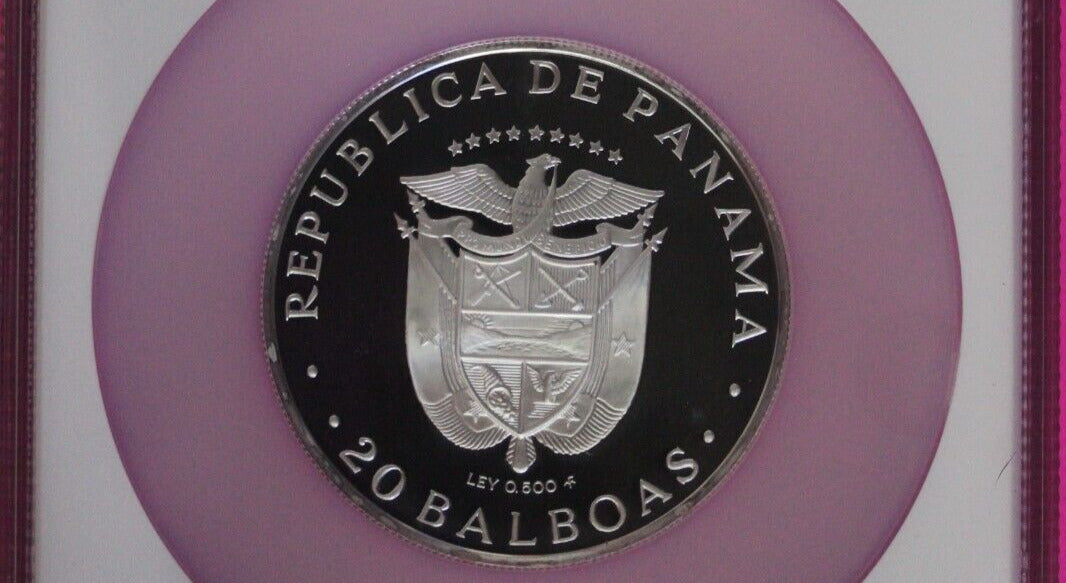 Very Rare 1983 Panama Silver 20 Balboas PF 69 Ultra Cameo NGC Graded Slab 7113