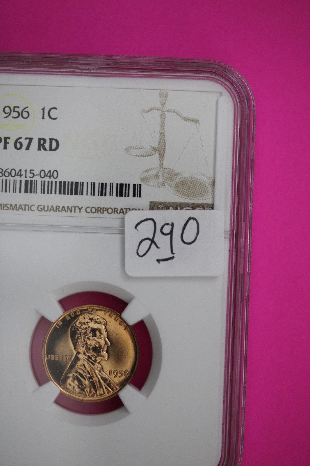 1956 PF 67 Red Lincoln Wheat Cent Proof Coin NGC certified Authentic Slab 290