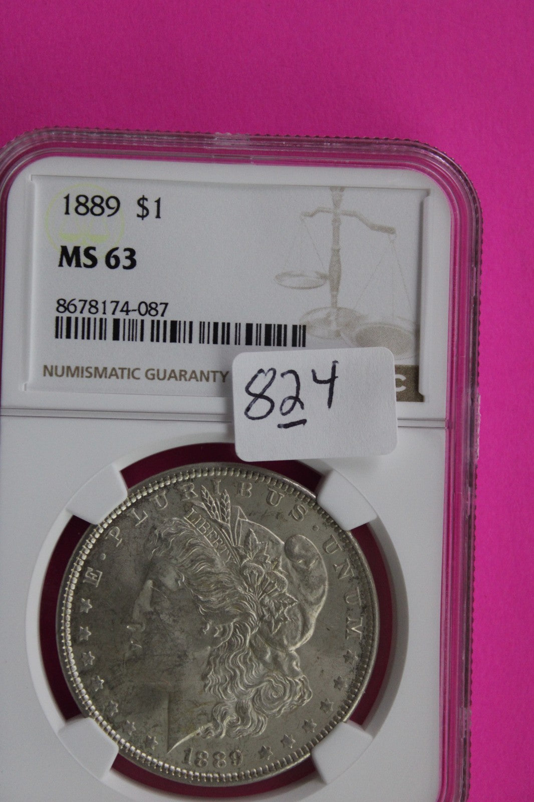 1889 P MS 63 Liberty Morgan Silver Dollar NGC Certified Graded Authentic 824