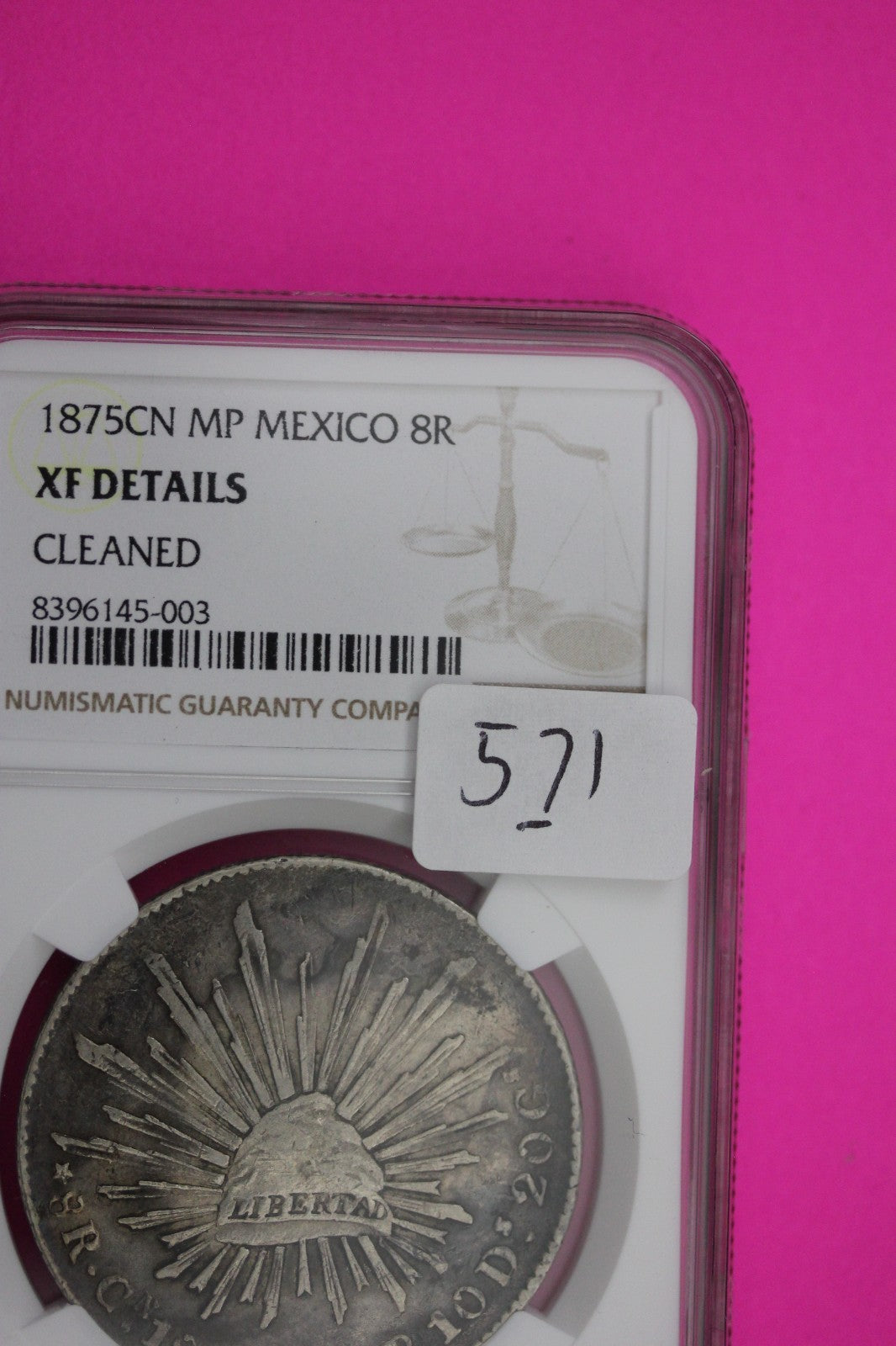 1875 CN MP Mexico 8 Reales XF Details Cleaned Silver Coin NGC Authentic 571