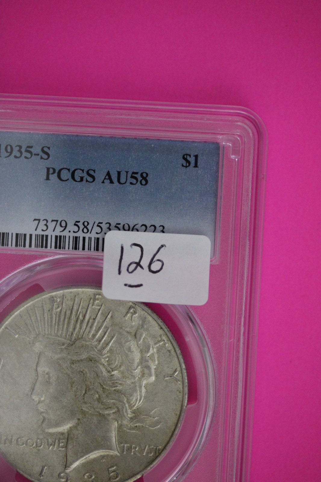 1935 S AU 58 Peace Silver Dollar PCGS Graded Certified Authentic Slab 126