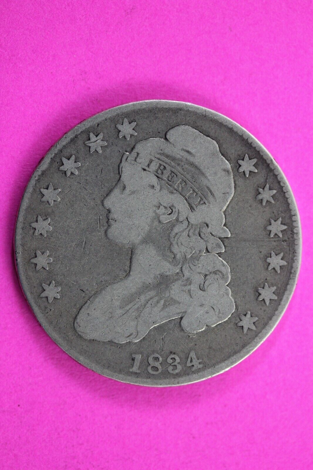 1834 Capped Bust Half Dollar Exact Coin In Pics Silver Rare Semi Key Date 19