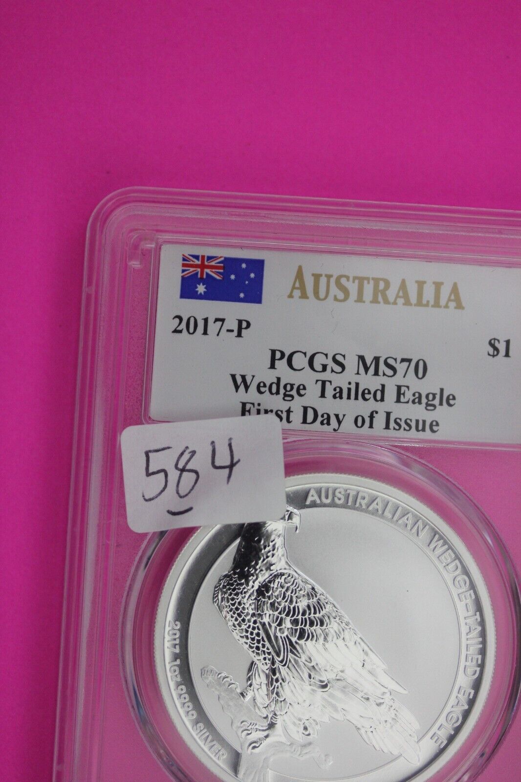 2017 P MS 70 Australia Wedge Tailed Eagle John Mercanti Signature $1 PCGS 584