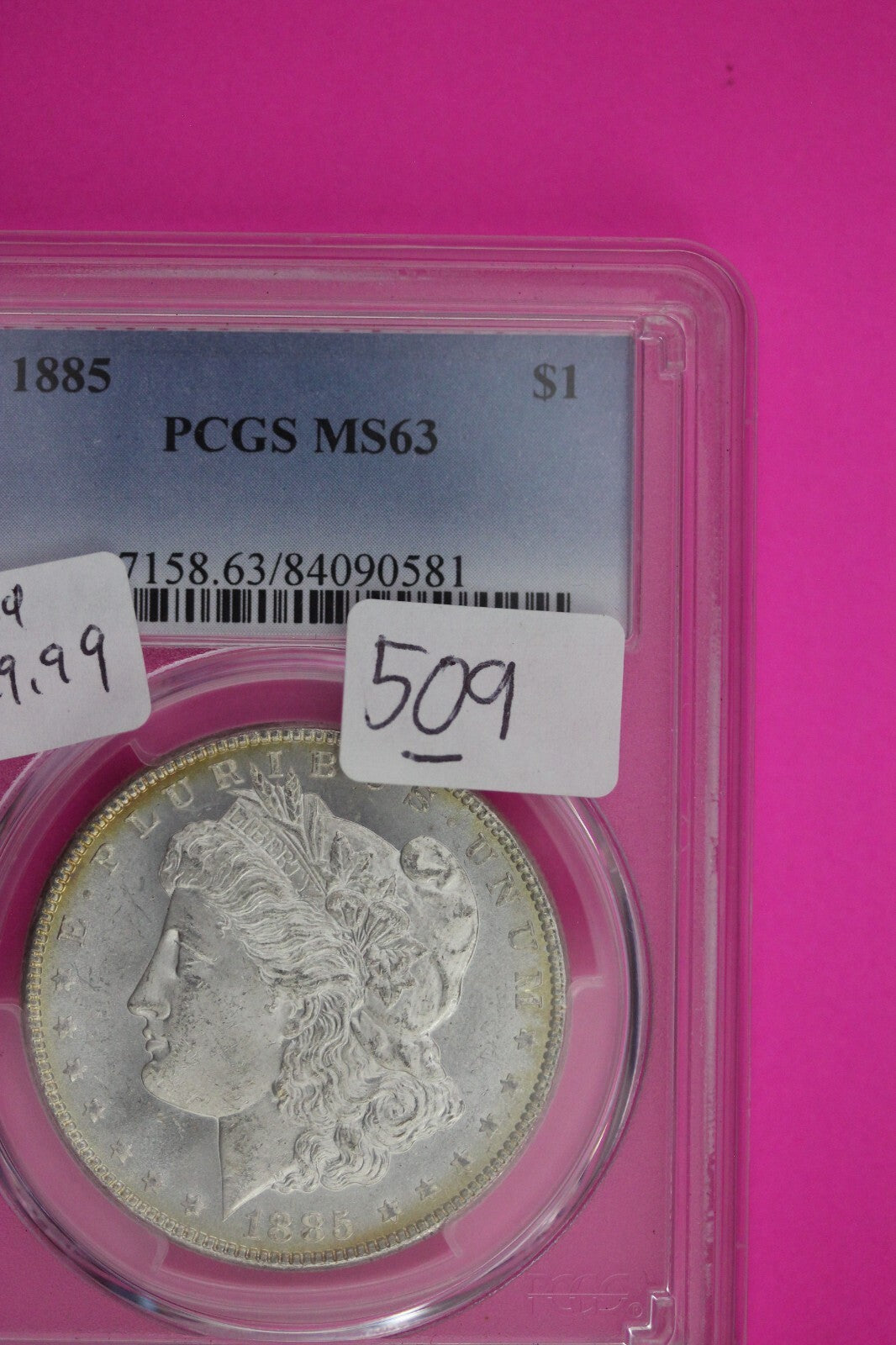 Toned 1885 P MS 63 Liberty Morgan Silver Dollar PCGS Certified Graded Slab 509