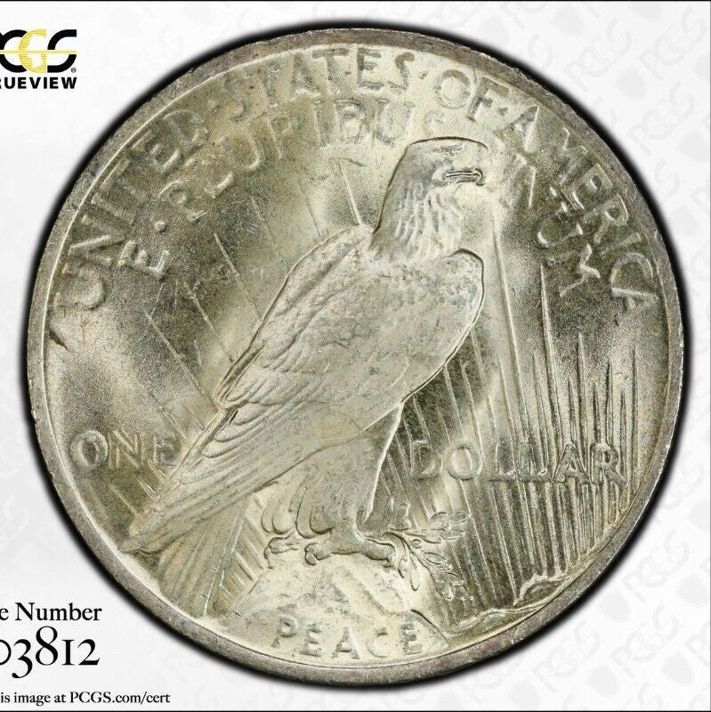 Toned 1923 P MS 63 Peace Silver Dollar PCGS Graded Certified Authentic Slab 51