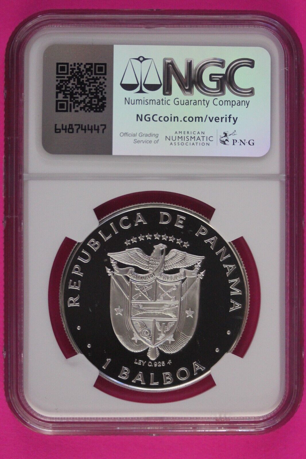 1977 Panama PF 69 Ultra Cameo Proof Silver Balboa NGC Certified Graded Slab 1002