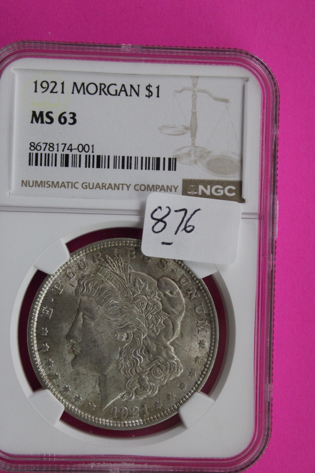 1921 P MS 63 Liberty Morgan Silver Dollar NGC Certified Graded Authentic 876