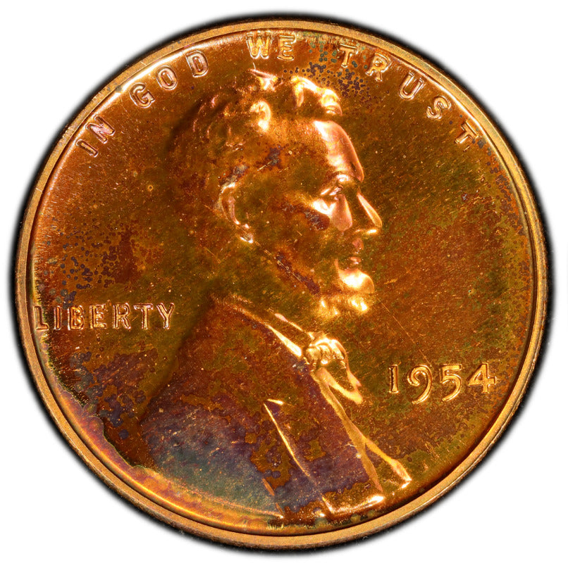 Toned 1954 PR 67 Red Abraham Lincoln Wheat Cent PCGS Graded Certified Slab 412