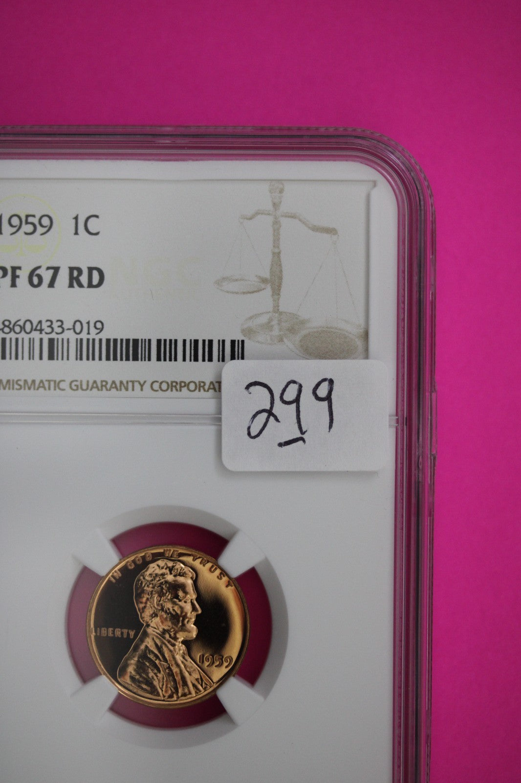 1959 PF 67 Red Lincoln Memorial Cent Proof Coin NGC certified Authentic Slab 299