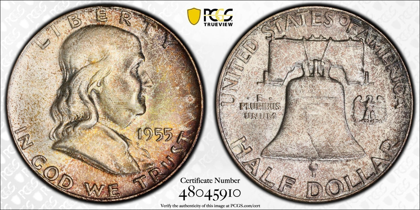 Gold Toned 1955 P MS 65 Bugs Bunny Ben Franklin Half Dollar Trueview PCGS 1188