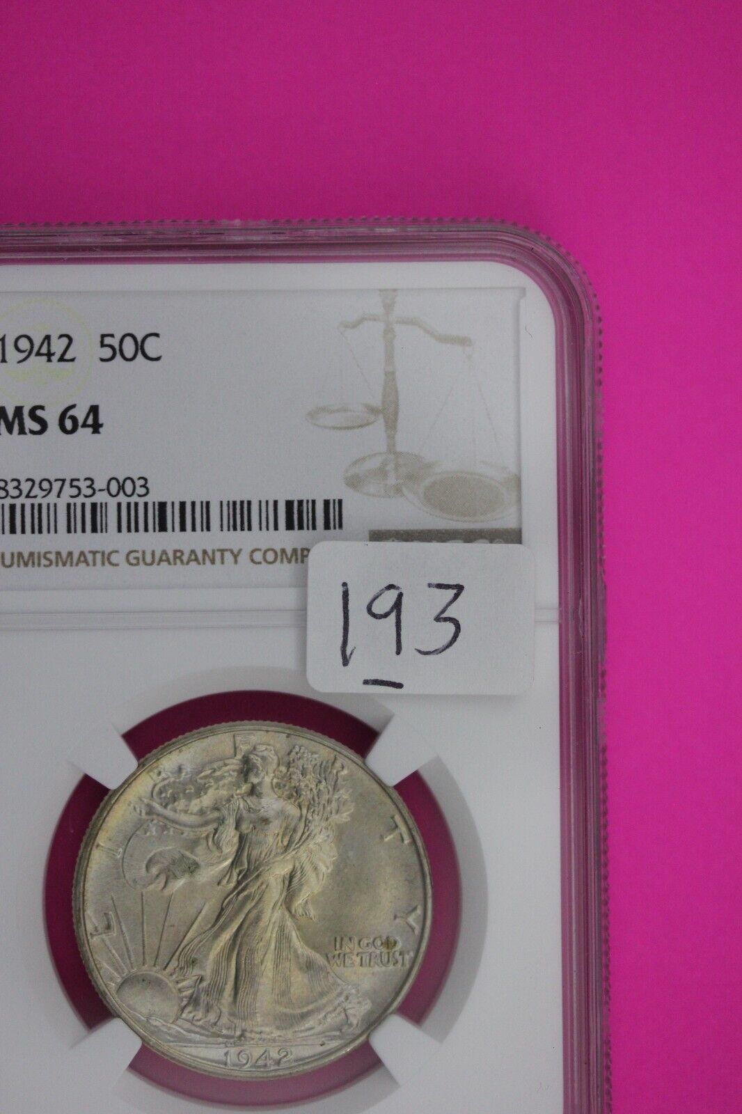 1942 P MS 64 Walking Liberty Half Dollar NGC Graded Certified Authentic 193