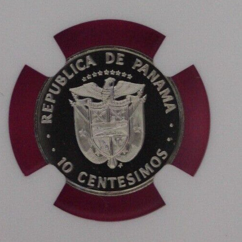 1977 Panama PF 69 Ultra Cameo Proof 10 Centesimos NGC Certified Graded Slab 878