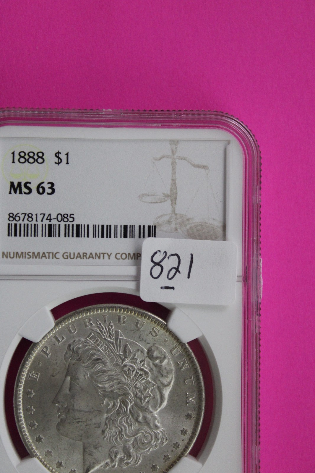 1888 P MS 63 Liberty Morgan Silver Dollar NGC Certified Graded Authentic 821