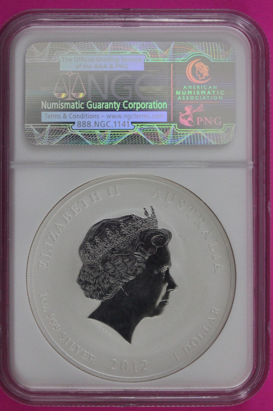 2012 P MS 69 Colorized Australia Year Of The Dragon $1 Silver Coin NGC Slab 968
