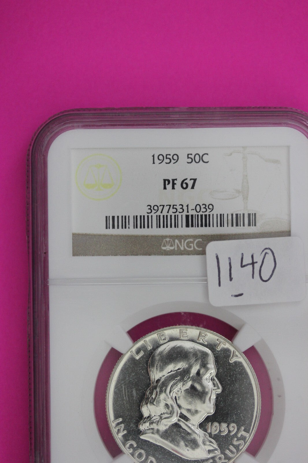 1959 PF 67 Ben Franklin Half Dollar NGC Graded Certified Authentic Slab 1140