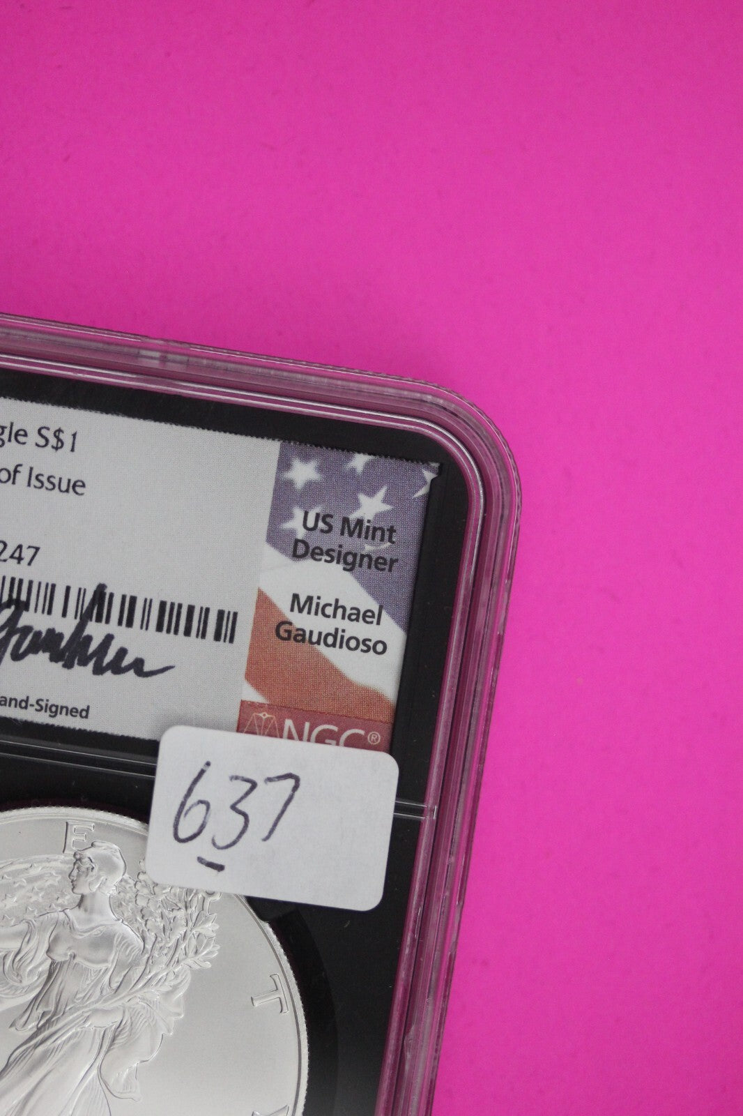 2022 MS 70 Silver Eagle Michael Gaudiosa NGC Certified Graded Authentic Slab 637