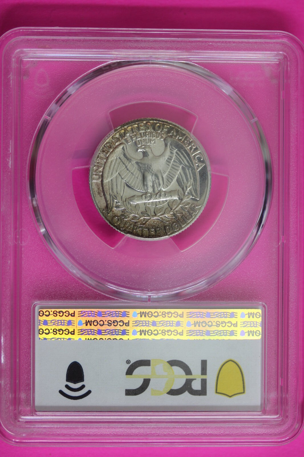 Rainbow Toned 1963 PR 66 George Washington Quarter PCGS Trueview Slab 424