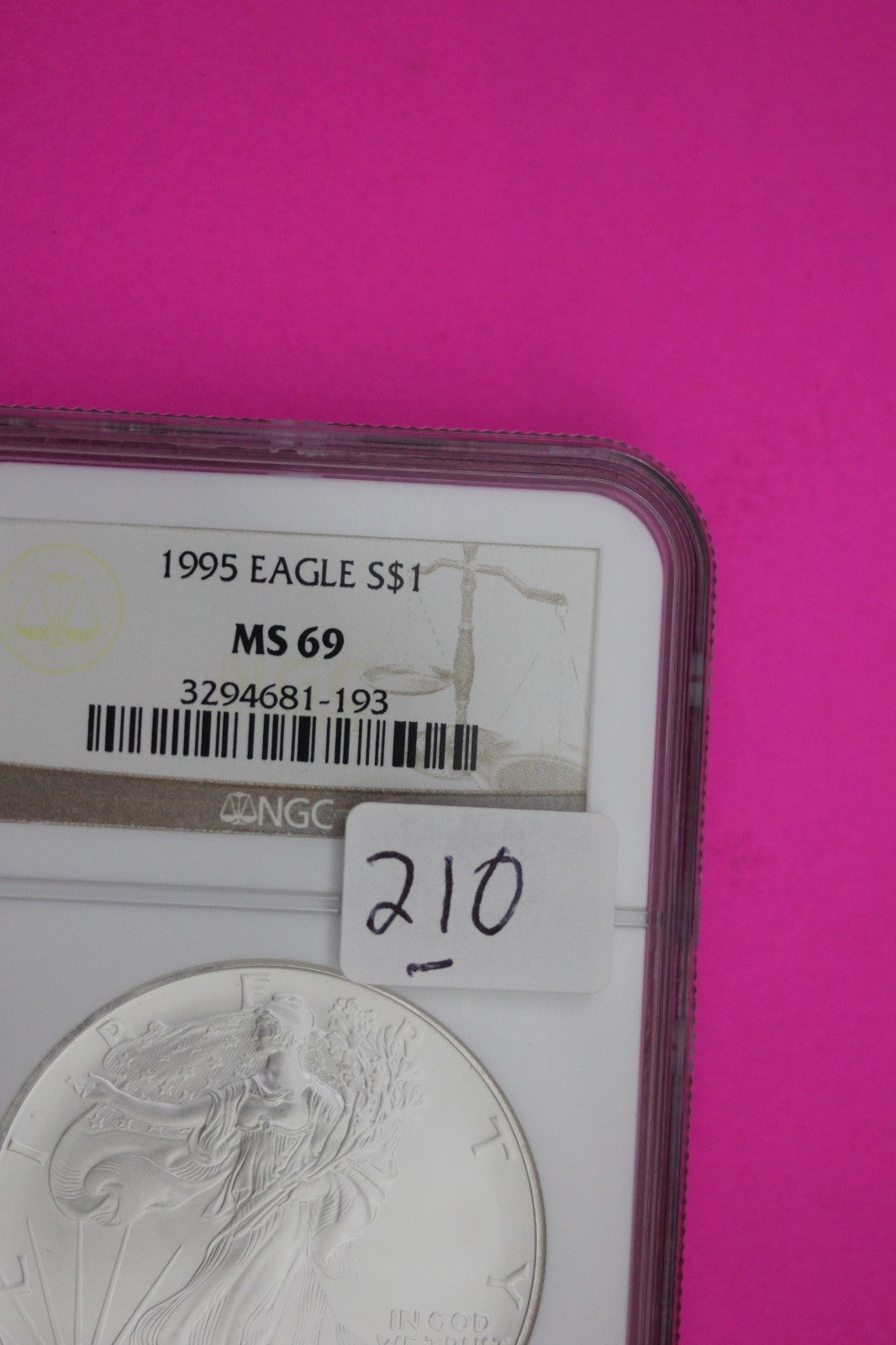 1995 MS 69 Silver Eagle 1 OZ .999 Silver NGC Certified Graded Authentic 210
