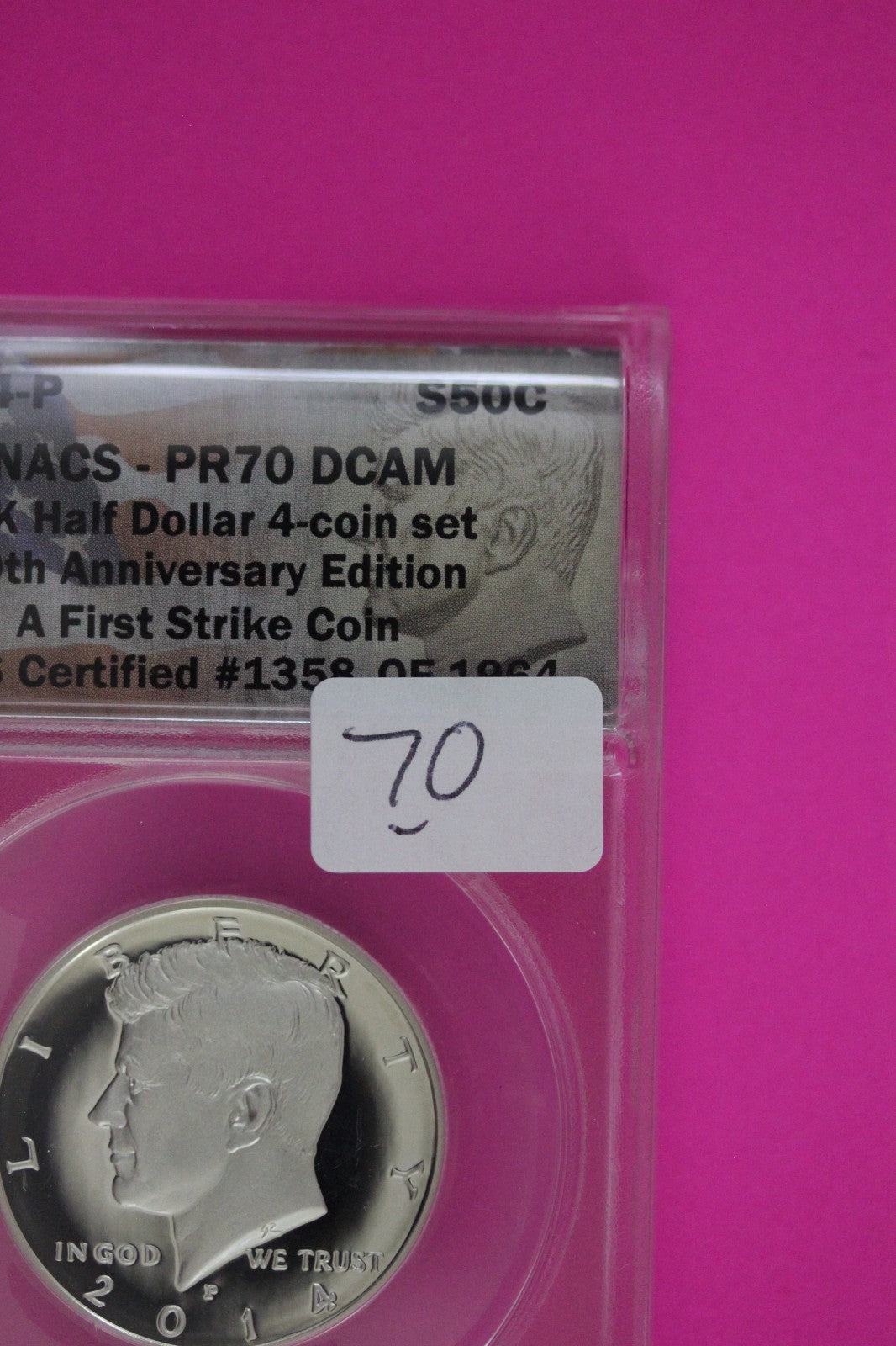 2014 P PR 70 Silver John Kennedy Half Dollar ANACS Certified Authentic Slab 70