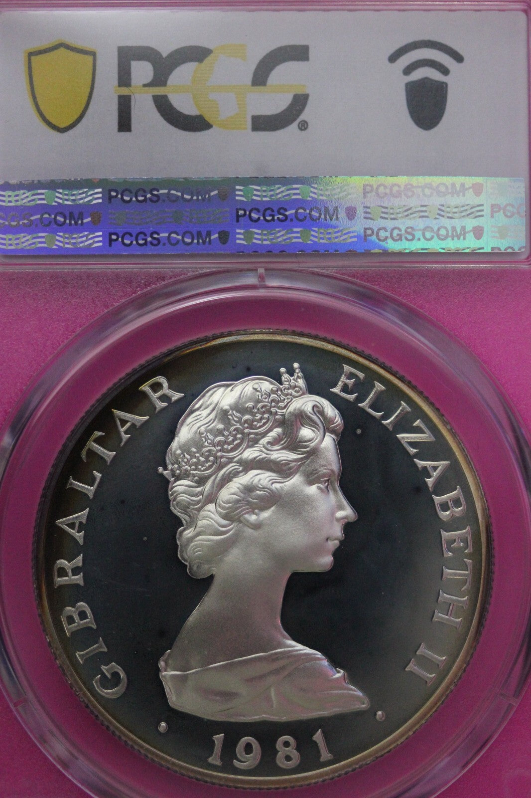 Toned 1981 PR 68 DCAM Crown Gibraltar Princess Diana Royal Wedding PCGS Slab 610