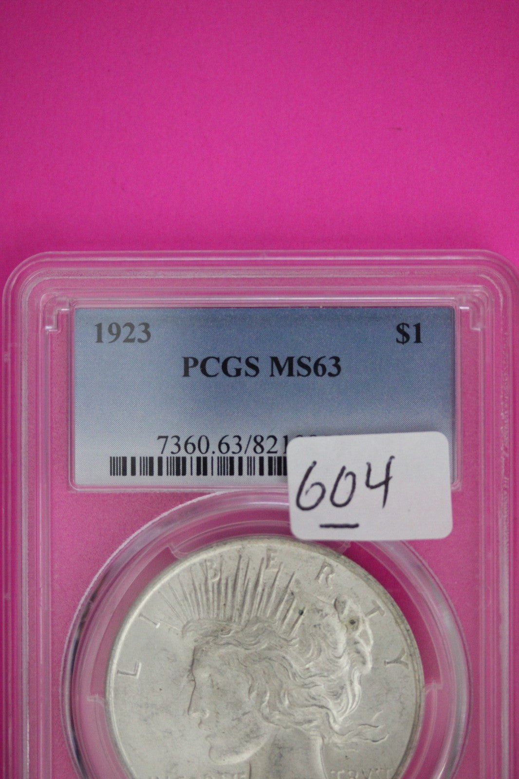 1923 P MS 63 Liberty Peace Silver Dollar PCGS Certified Graded Authentic 604