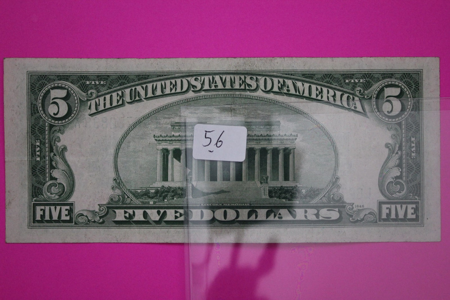 1934 B $5 Five Dollars Silver Certificate Guaranteed Authentic Genuine Bill 56