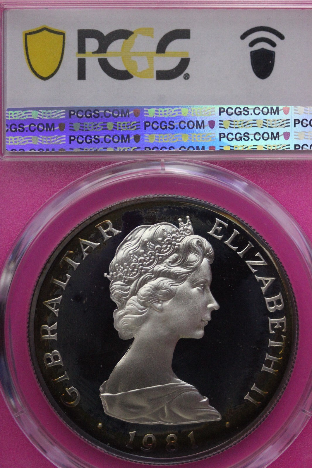 Toned 1981 PR 68 DCAM Crown Gibraltar Princess Diana Royal Wedding PCGS Slab 623