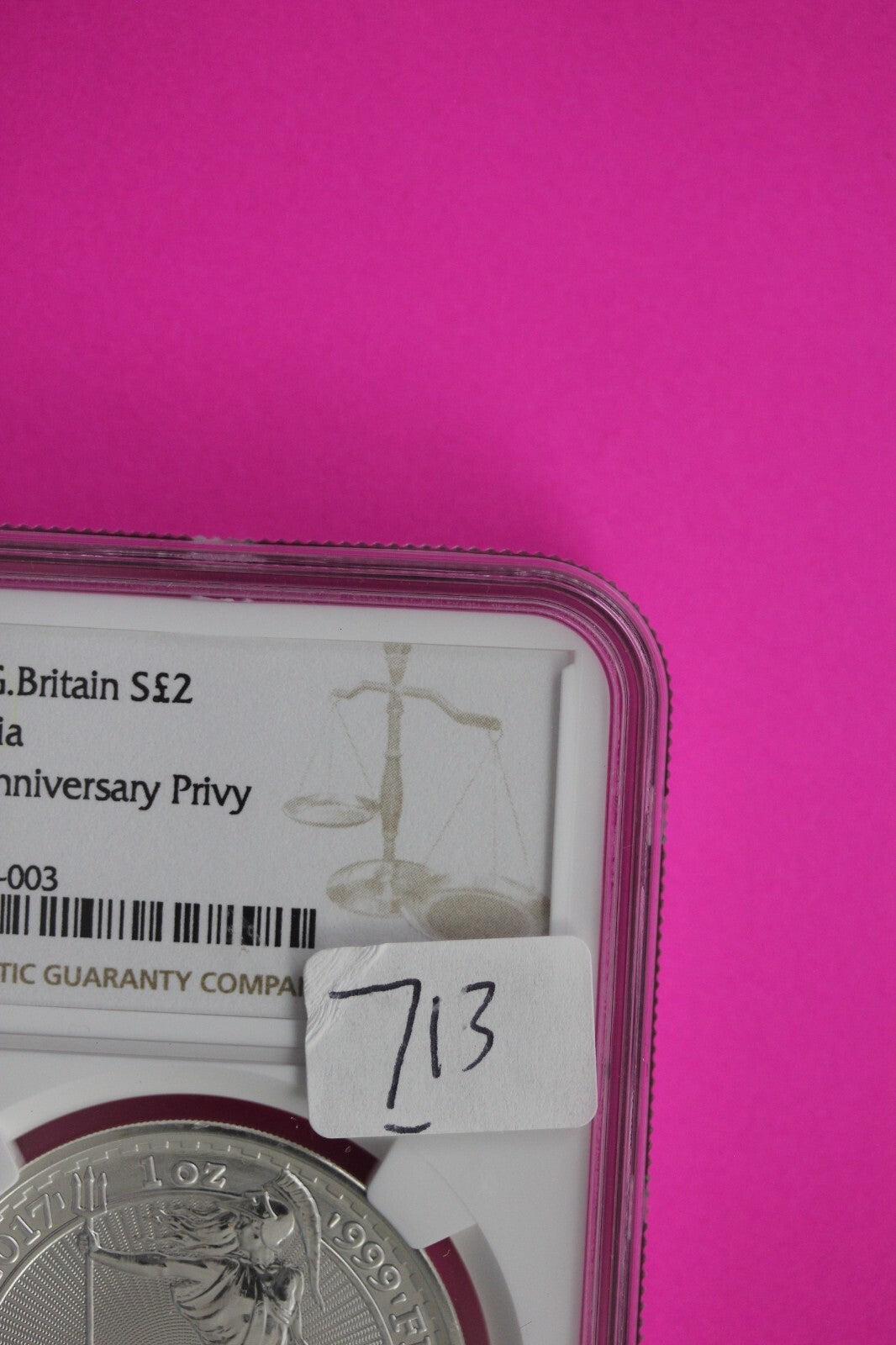 2017 MS 69 Great Britain £2 Britannia 20th Anniversary Privy NGC Graded Slab 713