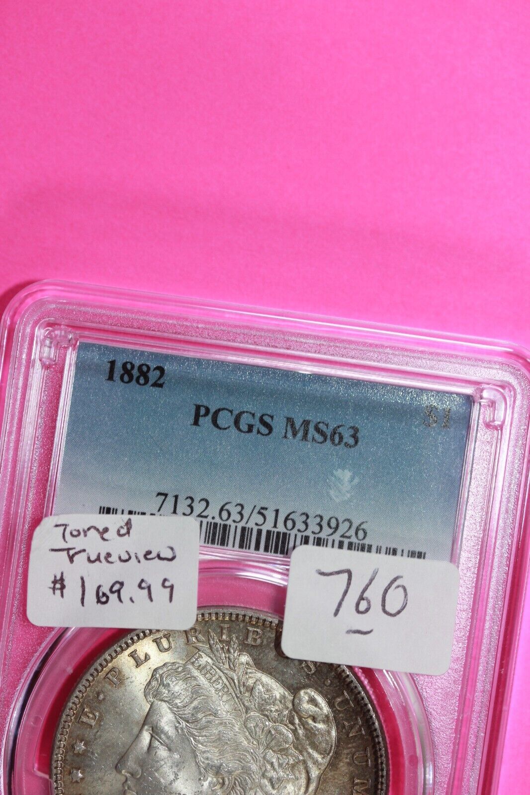 Nicely Toned 1882 P MS 63 Liberty Morgan Silver Dollar PCGS Certified Slab 760