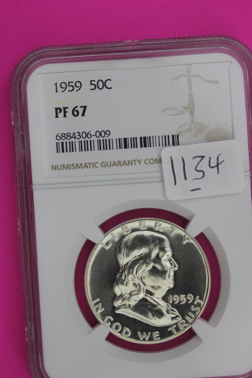 1959 PF 67 Ben Franklin Half Dollar NGC Graded Certified Authentic Slab 1134
