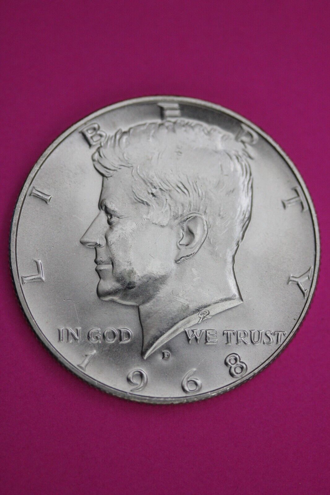 Gem BU 1968 D John F Kennedy Half Dollar 40% Silver Same Coin In Pics TOM 06