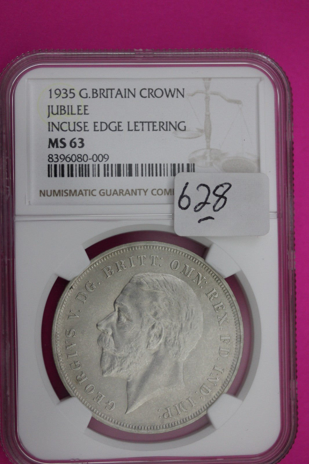 1935 MS 63 Great Britain Crown Incuse Edge Lettering Silver Coin NGC Slab 628