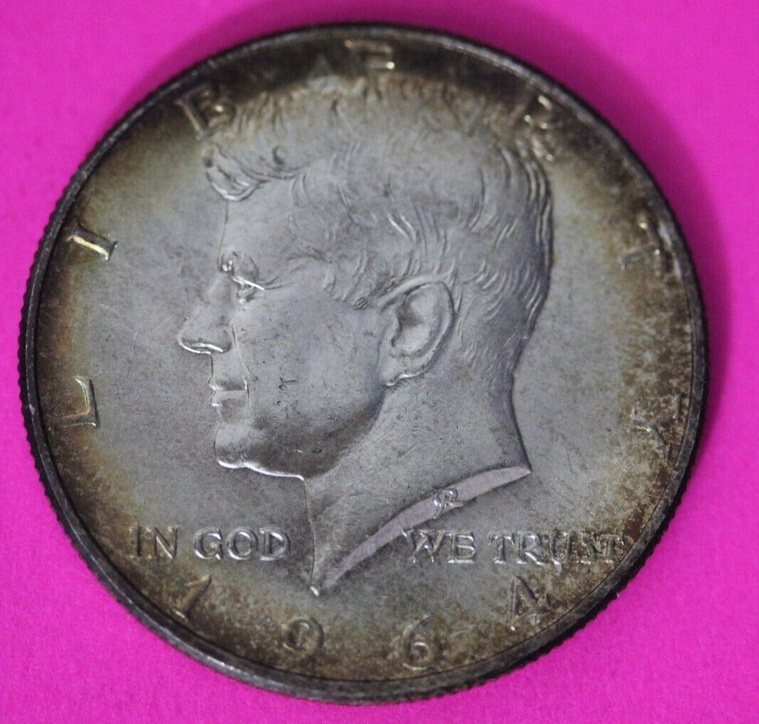 Nicely Toned 1964 P John F Kennedy Silver Half Dollar Exact Gem Coin Shown 03