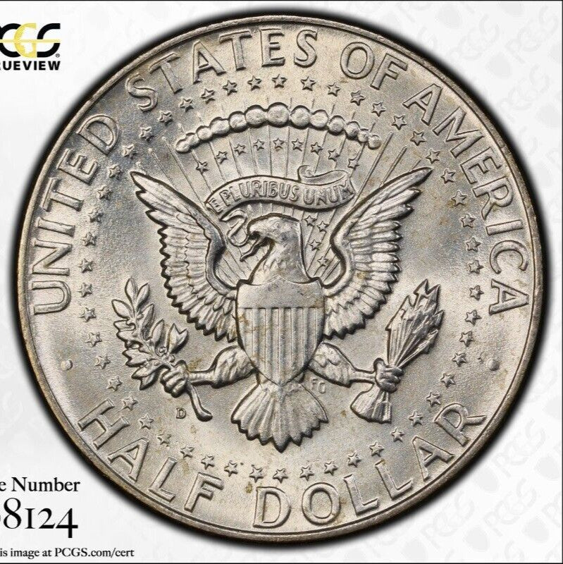 Toned Color 1964 D MS 65 John Kennedy Half Dollar PCGS Graded Authentic Slab 915