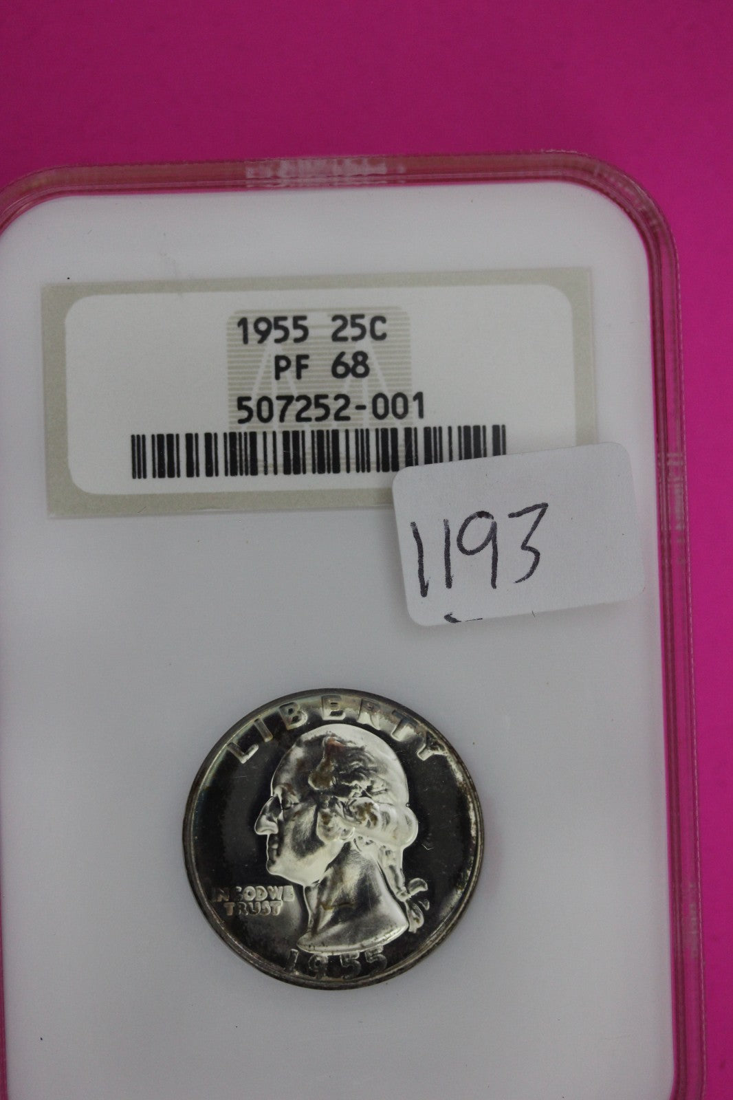 Toned 1955 PF 68 George Washington Silver Quarter NGC Certified Graded Slab 1193