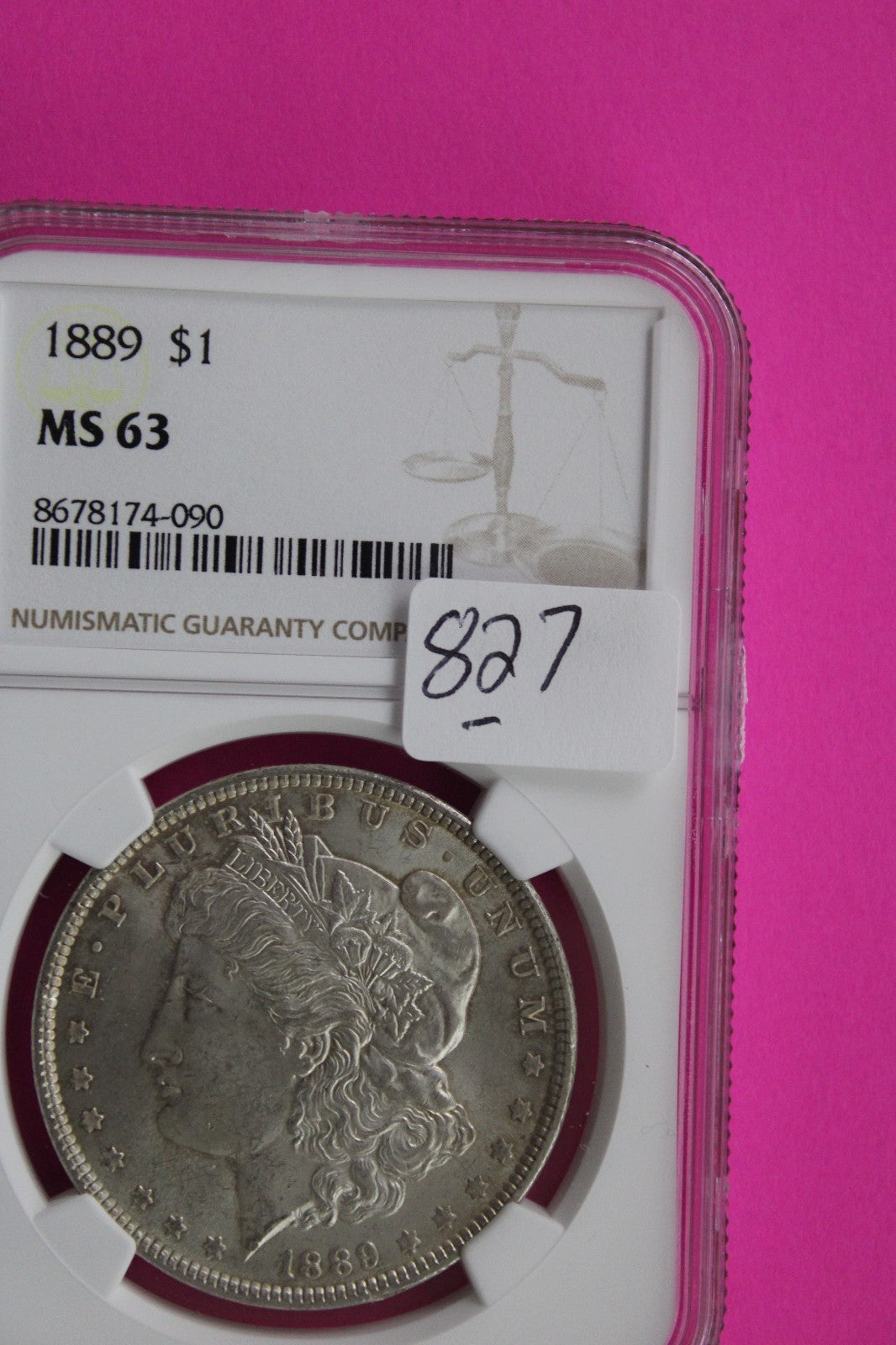 1889 P MS 63 Liberty Morgan Silver Dollar NGC Certified Graded Authentic 827