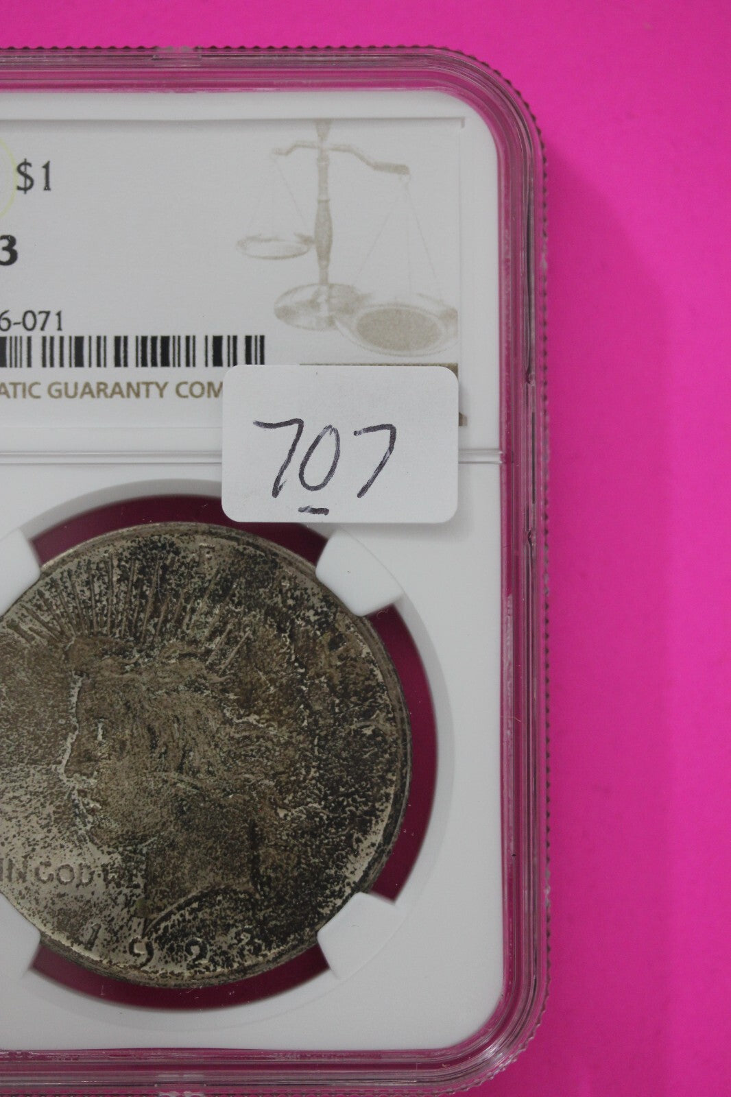 1923 P MS 63 Liberty Peace Silver Dollar NGC Certified Graded Authentic Coin 707