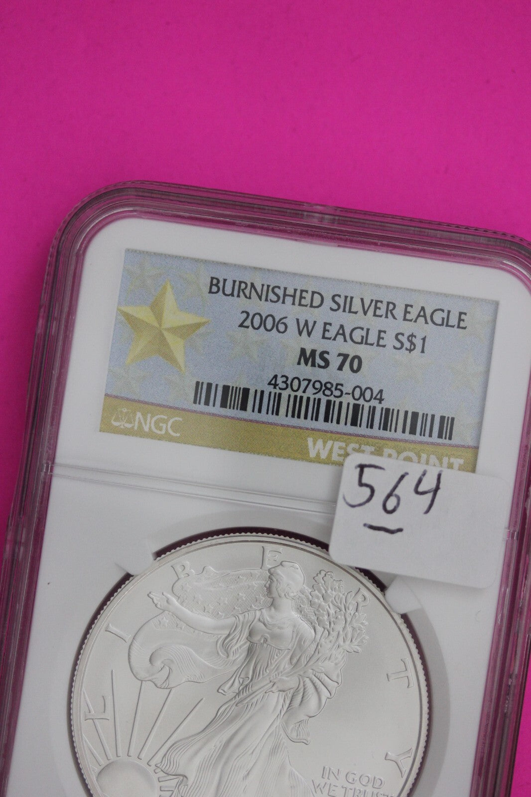 2006 W MS 70 Silver Eagle Coin 1 OZ .999 NGC Certified Graded Authentic Slab 564