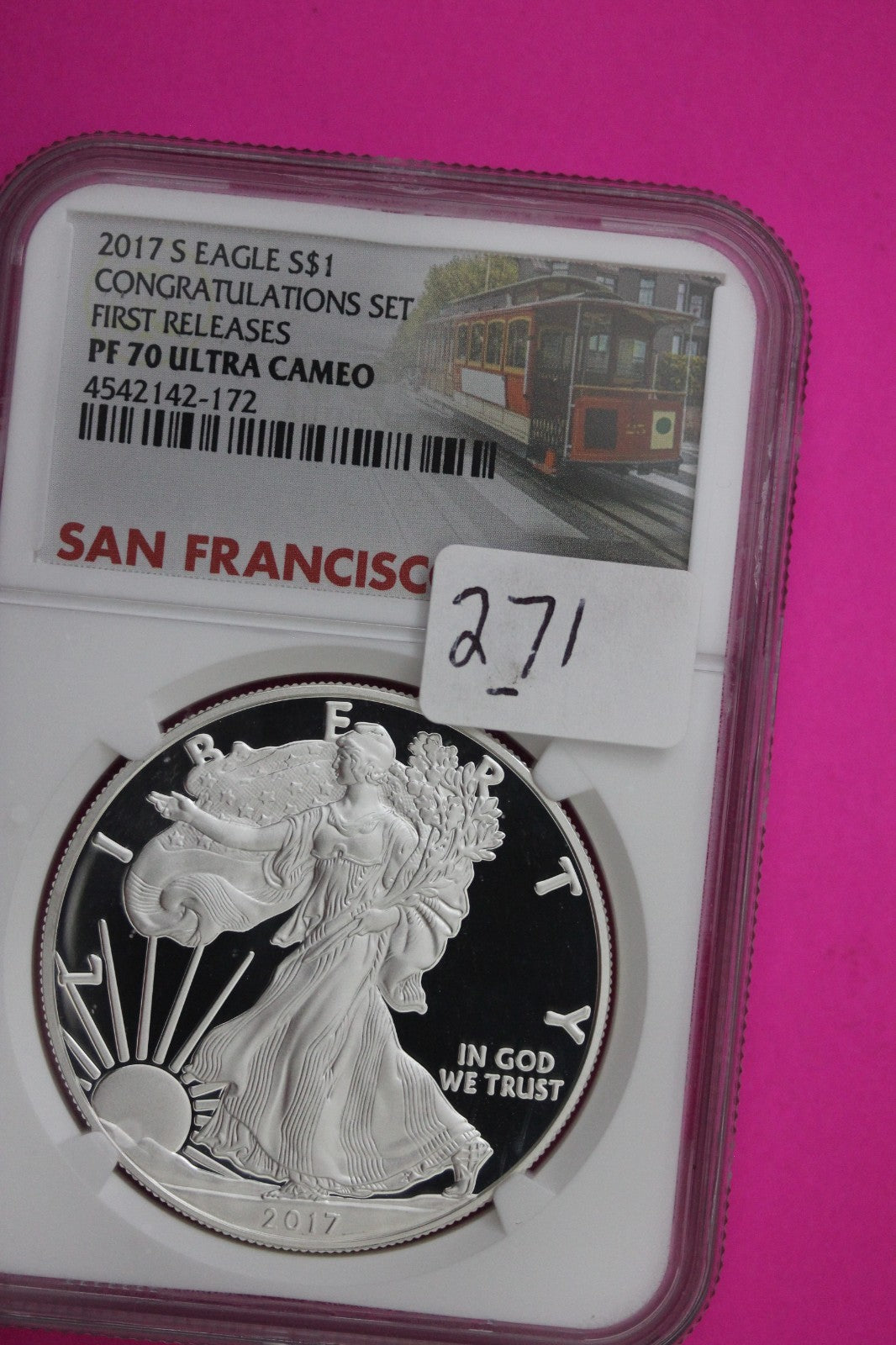 2017 S PF 70 Proof DCAM Silver American Eagle From Congratulations Set NGC 271