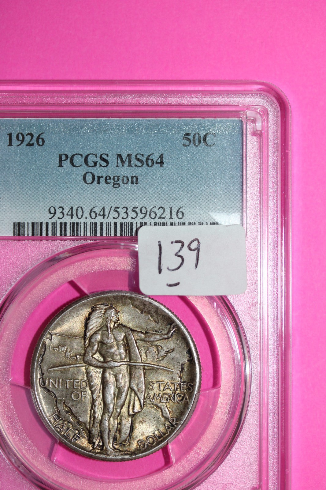 1926 MS 65 Oregon Trail Memorial Commemorative Silver Half Dollar PCGS Slab 139