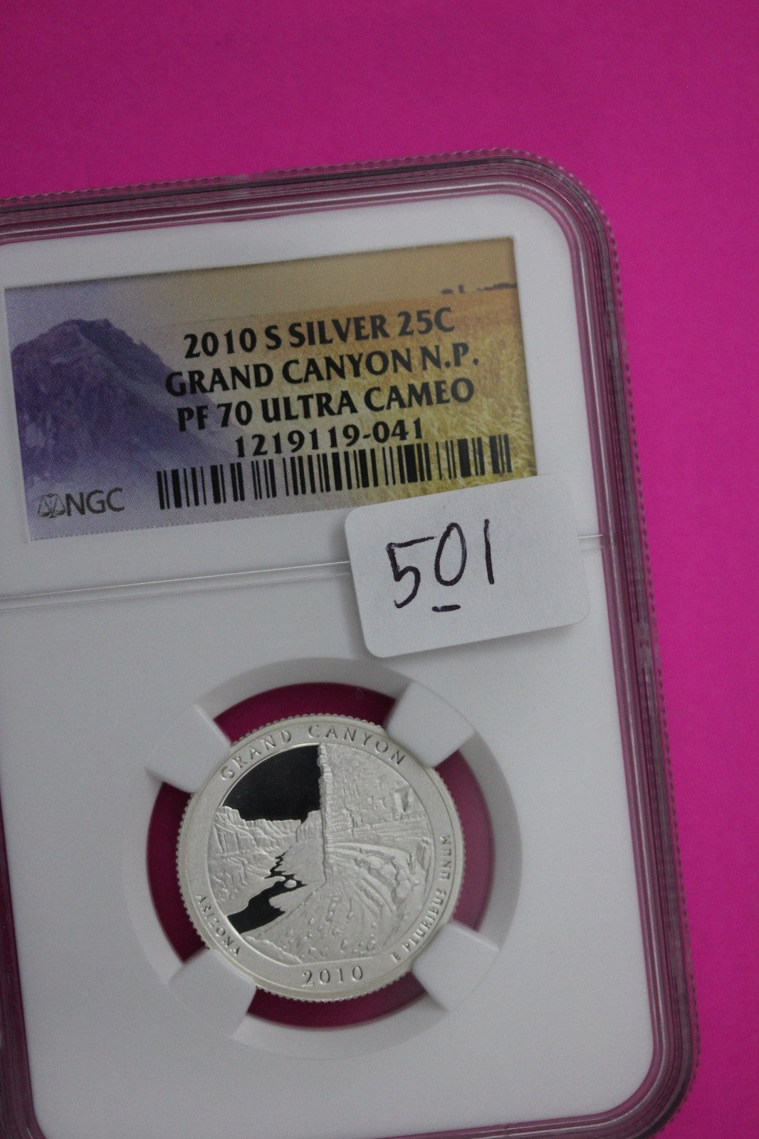 2010 S PF 70 Silver Quarter Grand Canyon Park ATB NGC Graded Certified Slab 501