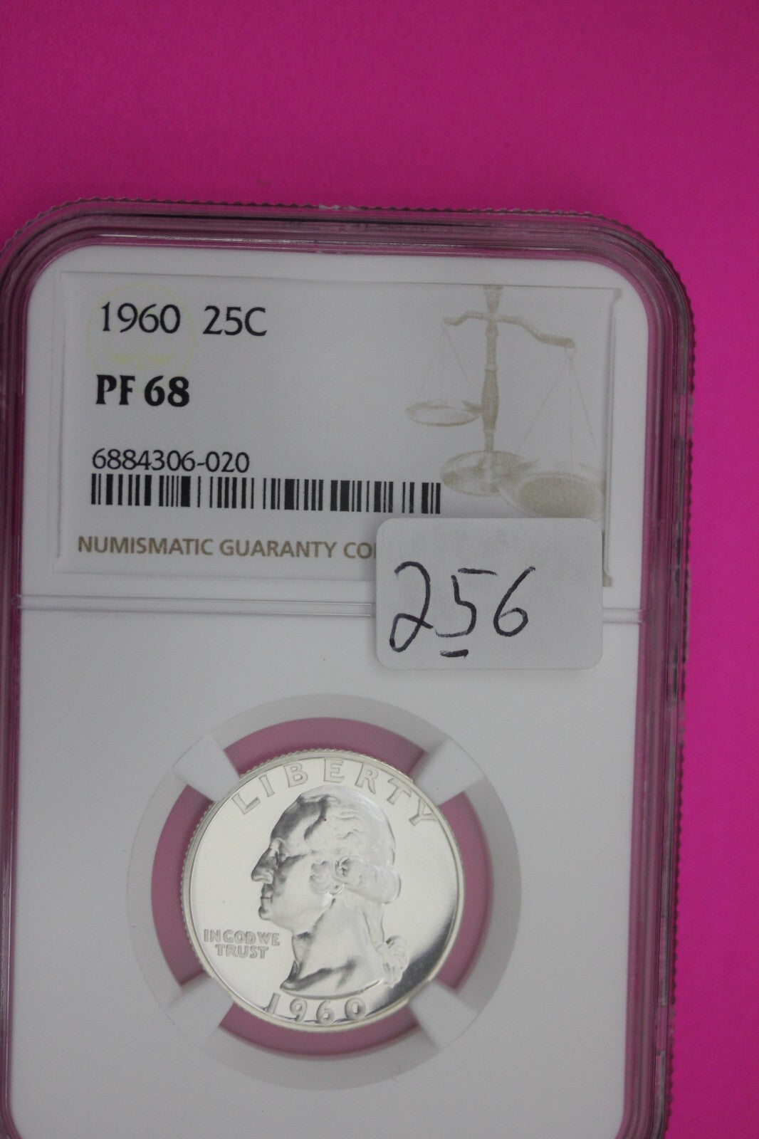 1960 PF 68 Proof Washington Silver Quarter NGC Certified Graded Authentic 256