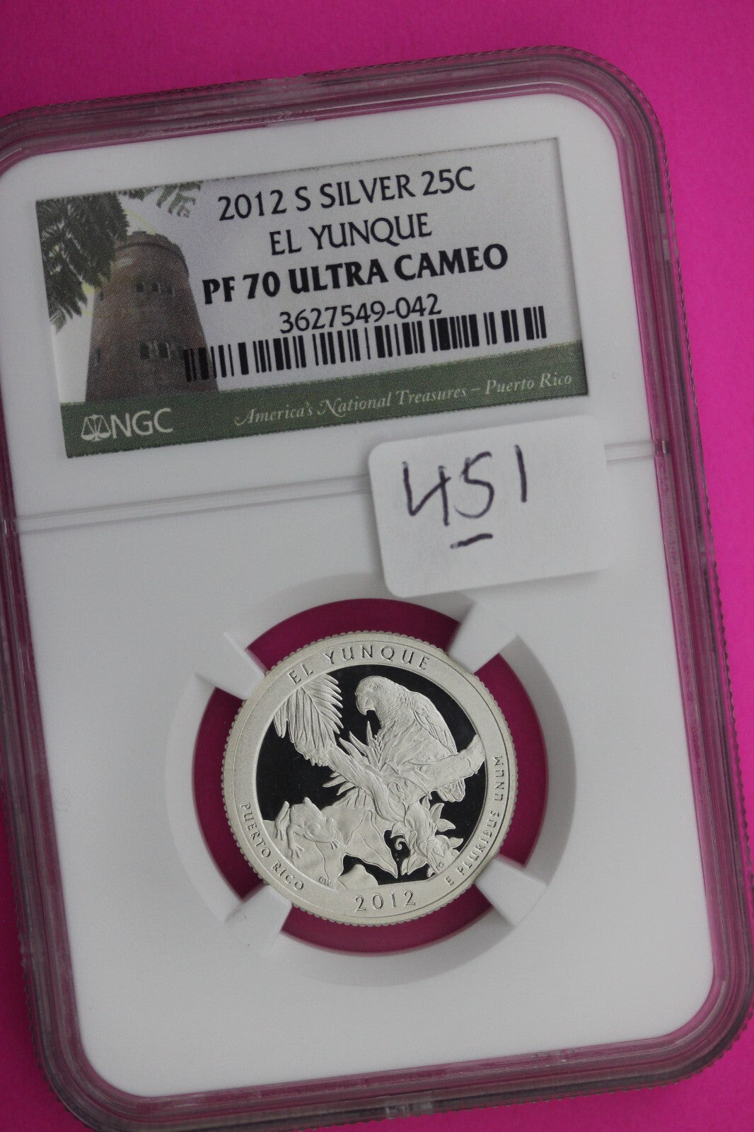 2012 S PF 70 Silver Quarter El Yunque National Park NGC Graded Certified 451