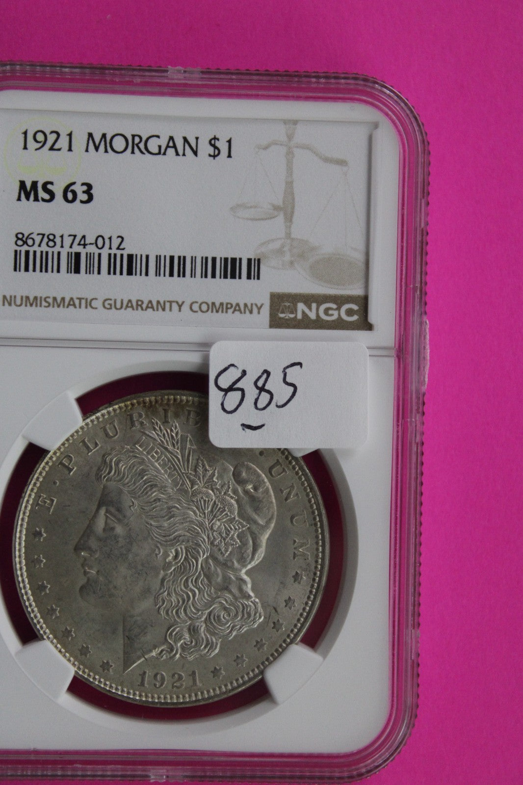 1921 P MS 63 Liberty Morgan Silver Dollar NGC Certified Graded Authentic 885